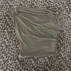 SHEIN Olive Green Asymmetrical Jersey Skirt